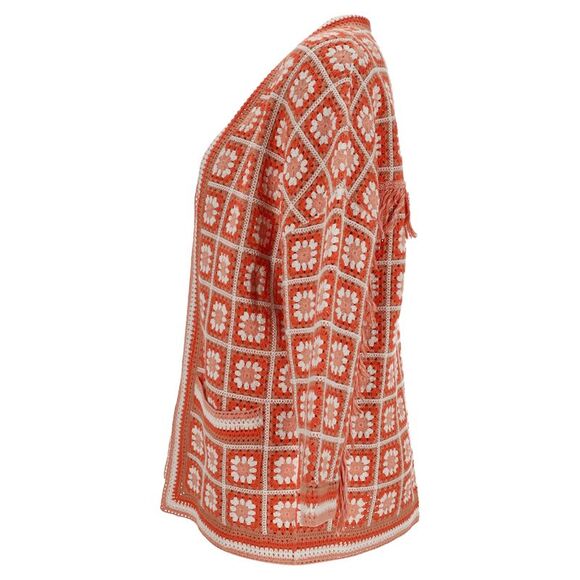 Maje Fringed Crochet Cardigan in Multicolor Cotton - Picture 2 of 6